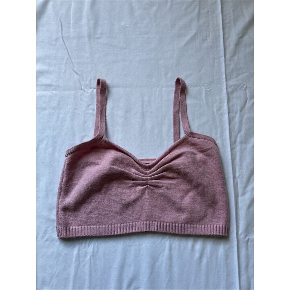 WITTY FOX size L Sweater TANK TOP CROPPED CROP Cottagecore PINK A25